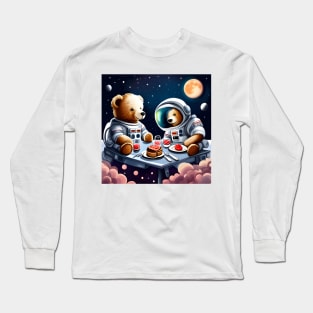 Two Teddy's in space suits having a romantic dinner on the Moon Long Sleeve T-Shirt